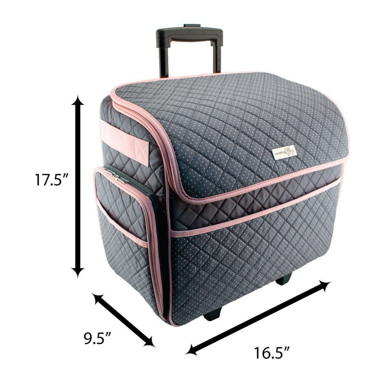 Everything Mary Rolling Sewing Machine Case, Pink & Grey 