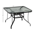thumbnail image 3 of Outsunny 42-inch Patio Dining Table with Umbrella Hole Square Outdoor Bistro Table for Garden Lawn Backyard, Steel, 3 of 10