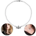 thumbnail image 1 of Collier de Perles Saturne Cristal Strass Collier Imitation Perle Collier Ras du Cou Perle Saturne, 1 of 5