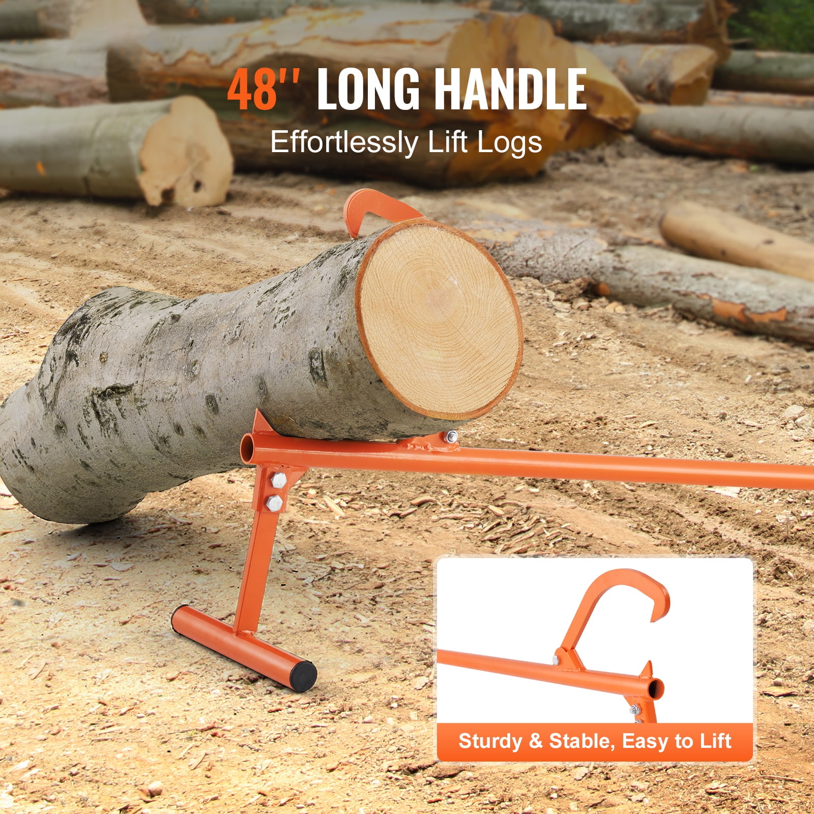 KFFKFF Log Manipulator, 48-inch, Robust Wood Elevator with Metallic Grip, Log Turner with Modifiable Cant Hook, Lumbering Instruments Log Jack for Logs Up to 15" Diameter, Timber Jack for Rolling