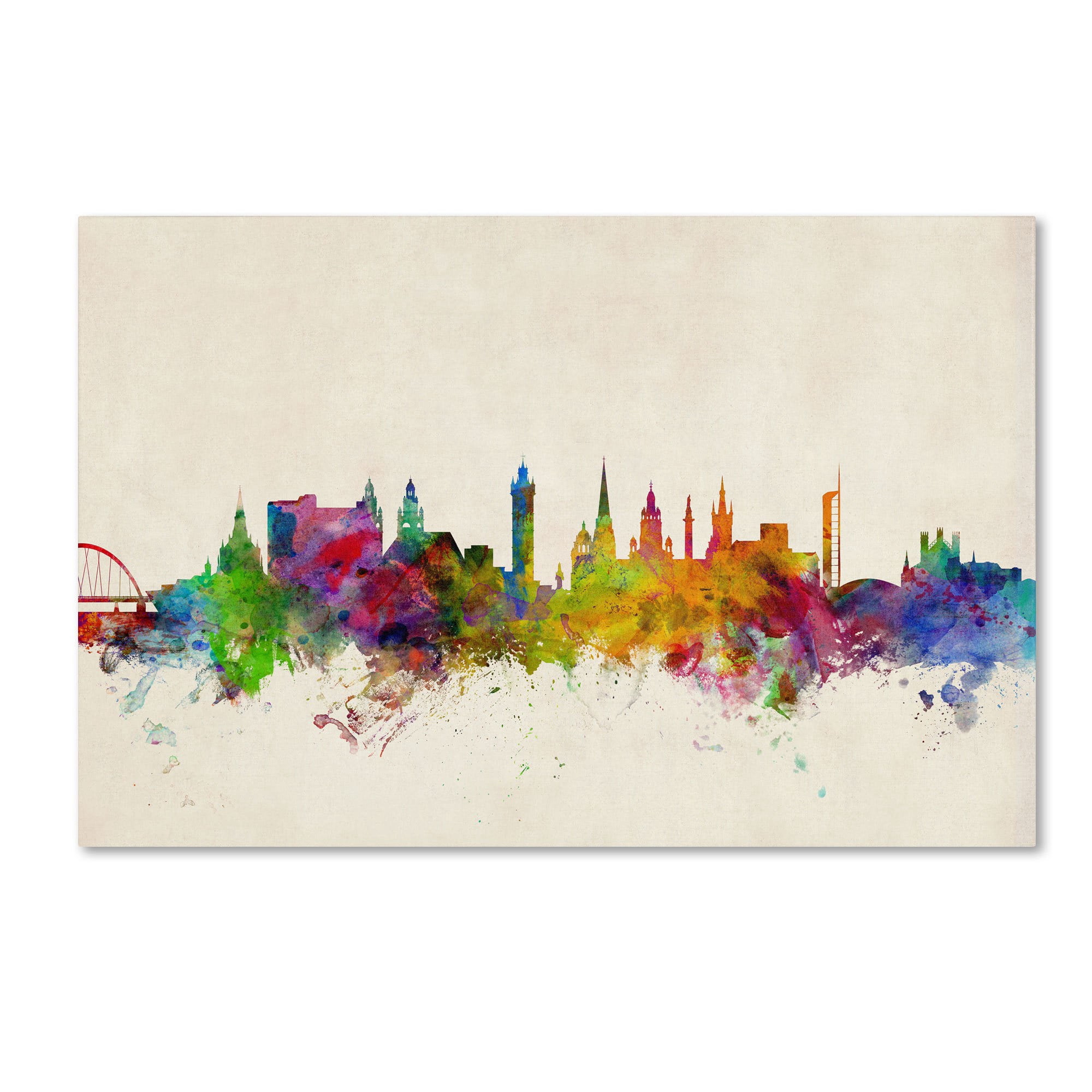 Trademark Fine Art "Glasgow Scotland Skyline" Canvas Art by Michael Tompsett