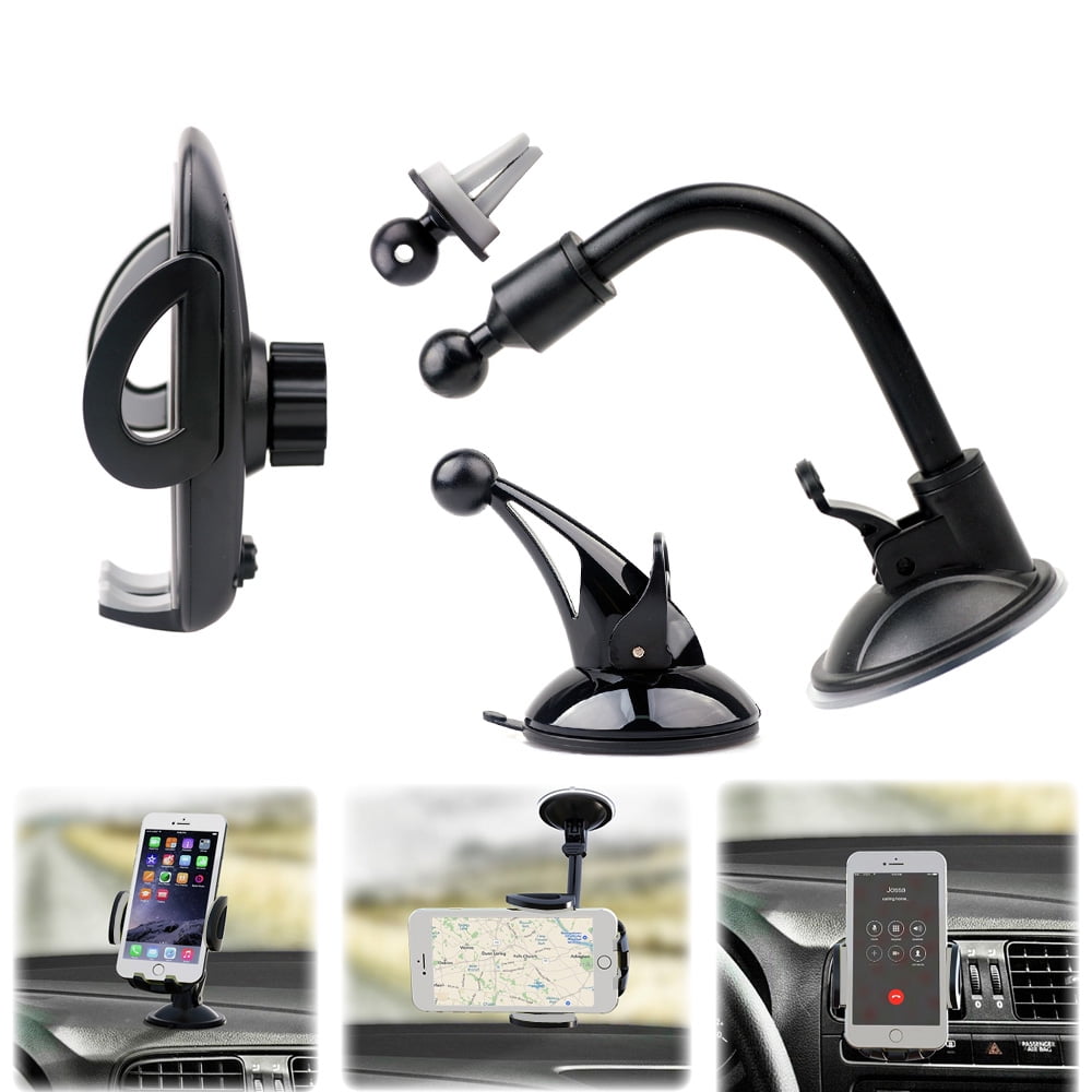 3 in 1 Car Mount Holder Cell Phone Car Air Vent Holder Dashboard Windshield for Phones