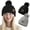 E-Black and Gray, variant on 2 Packs Womens Satin Silk Lined Beanie Knit Hat Woman Winter Hat with Pom White and Pink
