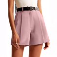 thumbnail image 2 of Sewkxo Womens Casual Elastic Waist Wide Leg Suit Shorts Summer Dressy Work Shorts with Pockets,Pink 2XL, 2 of 8