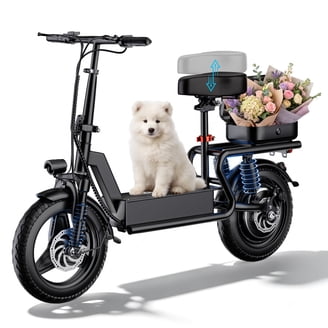 ZDZA Electric Scooter with Seat 750W Peak Motor with Carry Basket