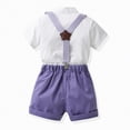 thumbnail image 6 of HCNTES Toddler Boy Outfit Lightweight Loose Suspender Bow Tie Set for Kid Special Occasion, 6 of 7