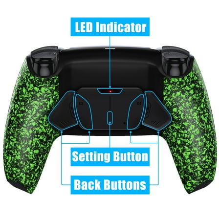 eXtremeRate Textured Green Remap Kit Upgrade Board Back Shell 4 Buttons for PS5 Controller BDM 010/020