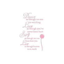 Pink 22" x 34" Dance Love Sing Live Wall Quotes Vinyl wall art Inspirational quotes and saying home decor decal sticker