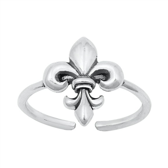 Sterling Silver Fleur De Lis Toe Ring Oxidized Adjustable Midi Band 925 New Jewelry Female Unisex