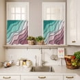 thumbnail image 3 of Geometric Abstract Curtain Valances Set Green Pink Gradient Kitchen Curtains 36&nbsp;inch Length Rod Pocket Valance and Tiers 3 Piece Set Small Bedroom Bathroom Laundry Decor, 3 of 9