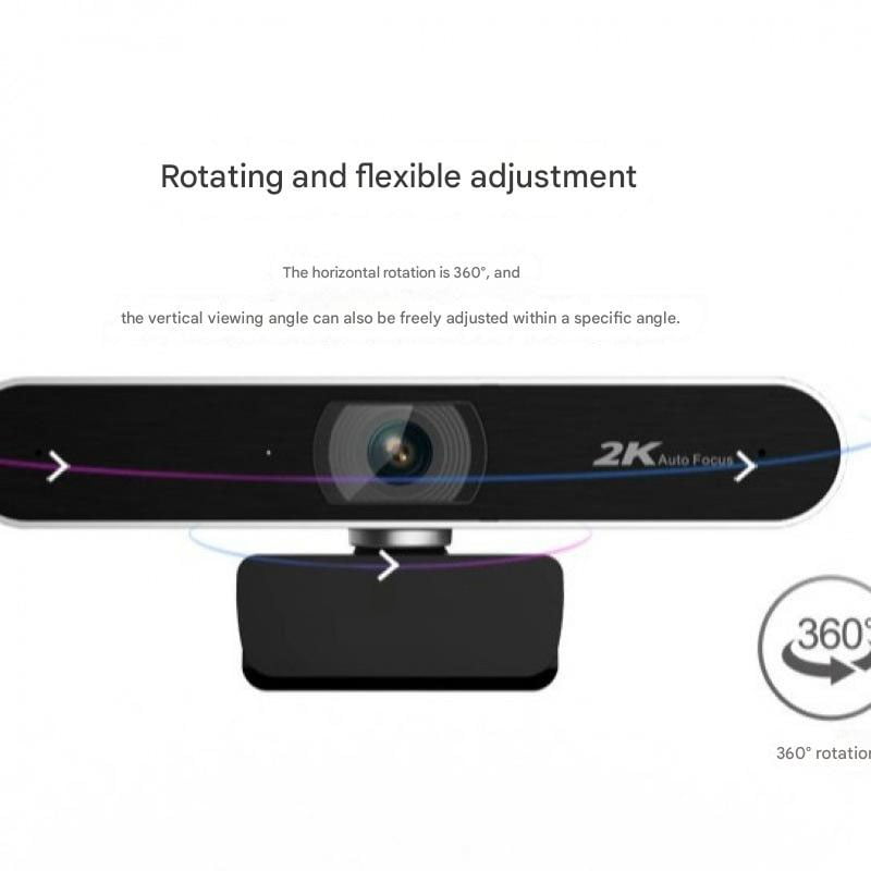 A30PRO 2K Auto Focus Webcam with 90° Wide-Angle Lens & 360° Rotation - All-in-One Conference Camera with Built-in Microphone for PC/Laptop