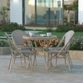 thumbnail image 3 of Emma + Oliver Indoor/Outdoor Bistro Style 31.5 in. Table with Black & White Textilene, Glass Top, and Four Chairs - Light Natural Frame, 3 of 10