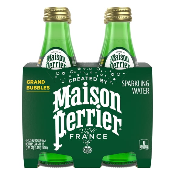 Maison Perrier Ultimate Unflavored Sparkling Water, 4 Pack Glass Bottle 44.636 fl oz