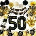 thumbnail image 2 of Black Gold Happy 50th Birthday Balloons, 50th Birthday Decorations Black Gold Happy Birthday Banner Number 50 Foil Balloon 50 Years Old Party Supplies for Him Her, 2 of 7