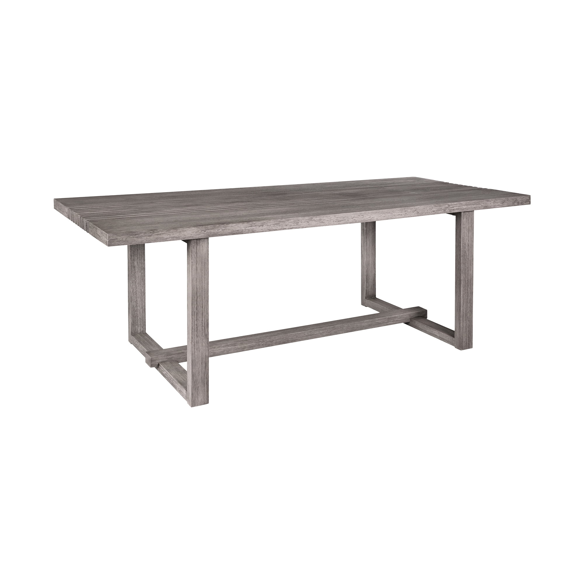 Vivid Outdoor 7 Piece Dining Set in Gray Eucalyptus Wood with Gray Cushions