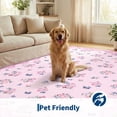thumbnail image 3 of HIWEAVER Pink 10' x 13' Area Rug for Living Room Bedroom Washable Scalloped Bordered Floral Pattern Non Slip Indoor Carpet Room Decor, 3 of 8
