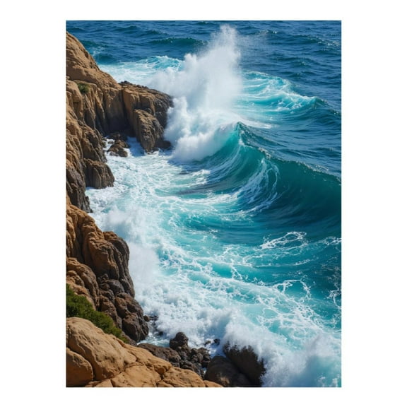 Diamond Art Kit for Adults, Majestic Ocean Waves Crashing Coast Diamond Painting for Adults Beginners, DIY Diamond Art Painting Kits, 5D Diamond Painting Crafts for Home Decor 12x16 Frameless