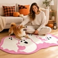 thumbnail image 7 of Halloween Ghost Bathroom Rug,Pink White Tufted Bath Mat,20X31.5In, 7 of 7