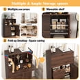 thumbnail image 5 of GZXS Desk Cabinet with Fold-Up Desktop, 2 Drawers & Adjustable Shelf, Modern Secretary Desk Space-Saving Organizer for Home, Office, Kitchen, Dorm (Walnut), 5 of 7