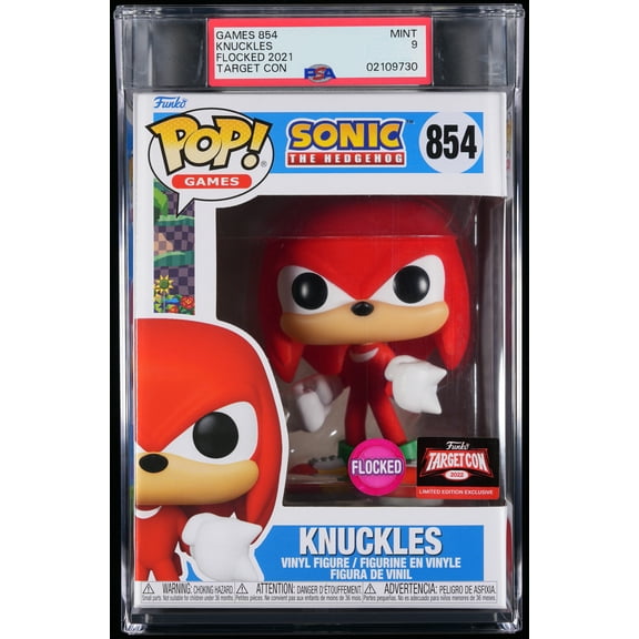 Sonic the Hedgehog, PSA Graded 9 MINT, Knuckles Collectible Vinyl Figure #854, Fully Encapsulated Bundle with Compatible Funko Pop! PSA Hard Protector Case