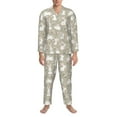 thumbnail image 3 of Picia Rabbit And Flower Pattern Men’s Long-Sleeve Sleepwear Set - Soft 2-Piece Loungewear with Pockets, Comfy PJs for Relaxing Nights-Large, 3 of 7