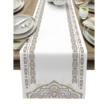 

Mandala Pattern Retro Blue Table Runner Home Party Decorative Tablecloth Cotton Linen Table Runners for Wedding