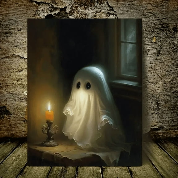 Retro Ghost Poster & Canvas Wall Art, Halloween Decor for Living Room, Bedroom & Bathroom