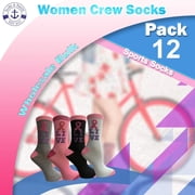 Yacht & Smith Pink Ribbon Breast Cancer Awareness Ankle/Crew Socks for Women (Assorted Crew, 12)
