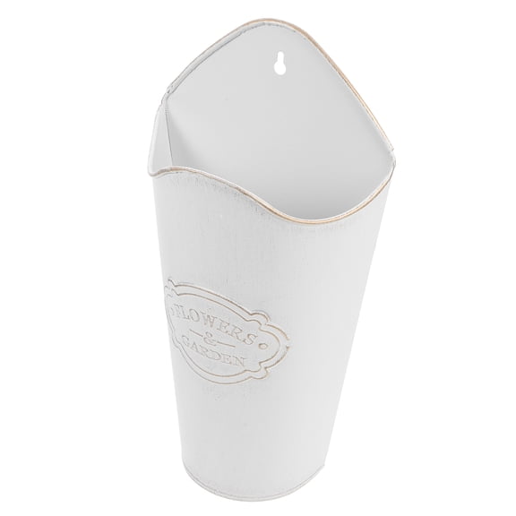 WRISTBIQUE Vintage White Rustic Iron Flower Vase Metal Decorative Wall Hanging Farmhouse