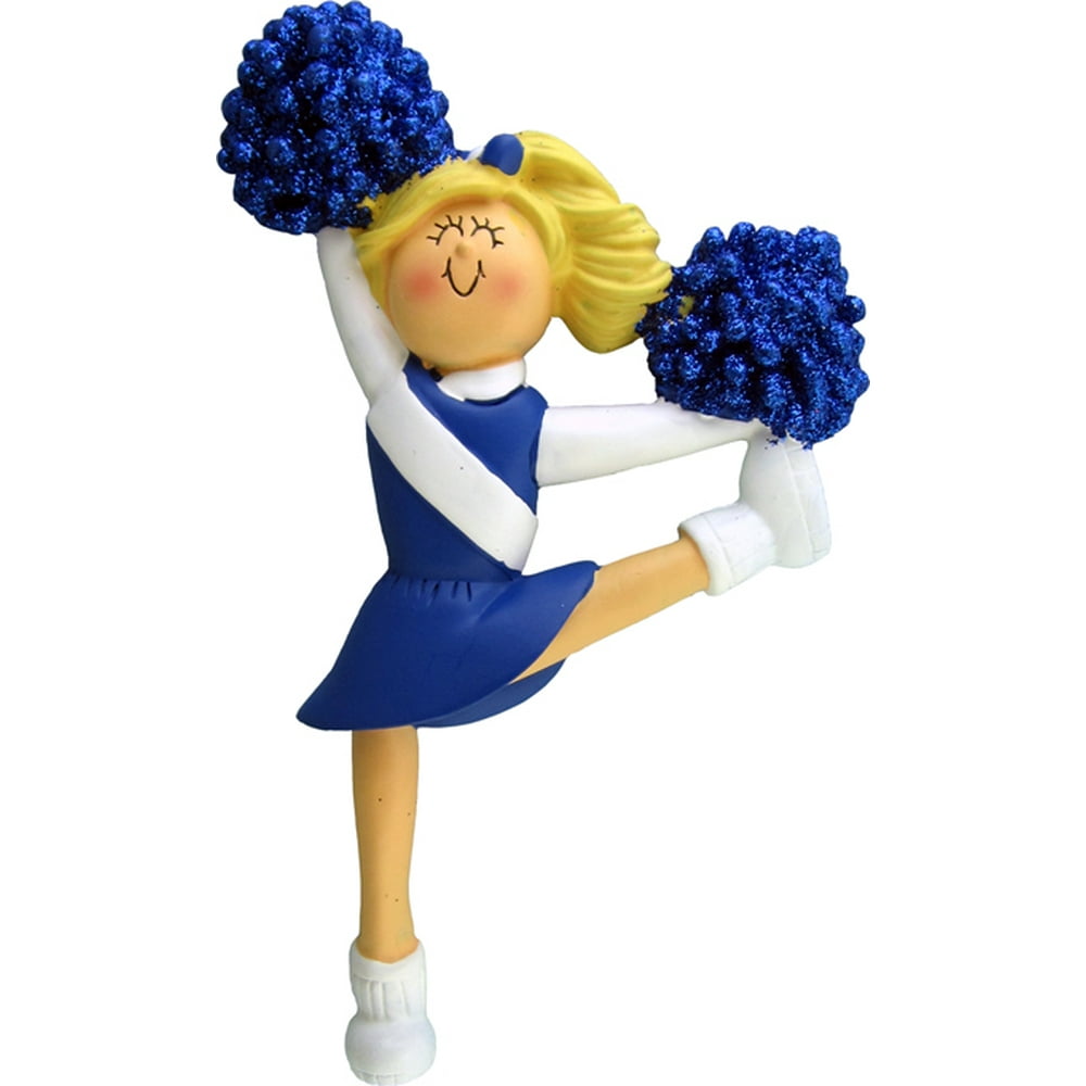 Cheerleader Blue Uniform Blonde Personalized Christmas Ornament DOIT