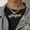 thumbnail image 2 of Hip Hop Cuban Chains English letter Angel Pendant Necklace With 13mm Miami Cuban Chain Iced Out Bling HipHop Necklaces Fashion Jewelry, 2 of 5