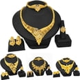 thumbnail image 2 of Fashion Women 24K Gold Plated Crystal Leaves Necklace Wedding Party Jewelry Set, 2 of 4