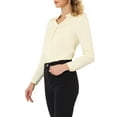 thumbnail image 4 of CAMISA DE BOTONES DE MANGA LARGA EN V ELEGANTE PARA MUJERES CHIC XS BEIGE, 4 of 6