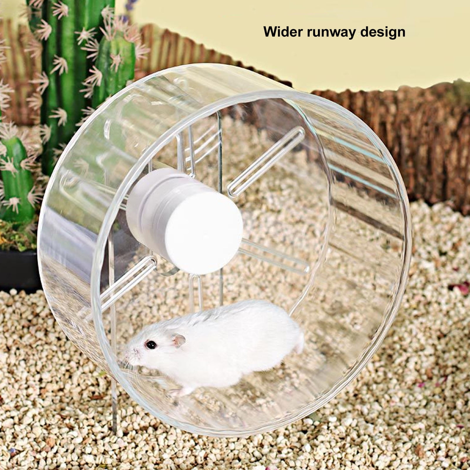 YAHHU Silent Hamster Wheel with Stand Clear Acrylic Exercise Running Toy for Small Pets 8.5 inches / 21.6 cm