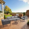 thumbnail image 4 of PATIOEASY 5-Piece Outdoor Conversation Furniture Set with Seat Cushions,All-Weather Patio Conversation Set Outdoor Furniture for Backyard Balcony-Gray, 4 of 9