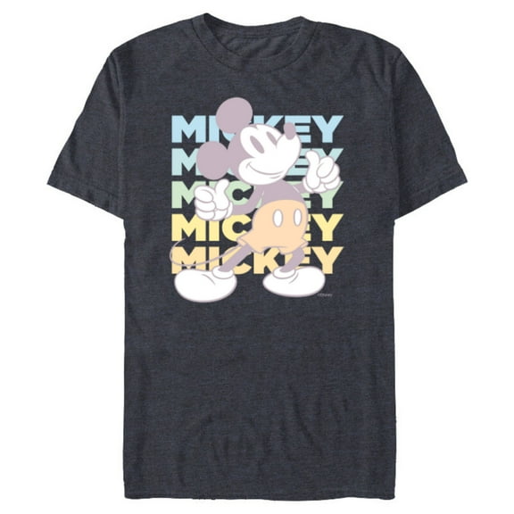 Disney Mickey Mouse Vintage Classics Thumbs-Up Retro Fade - Short Sleeve Blended T-Shirt for Adults - Customized-Navy Heather