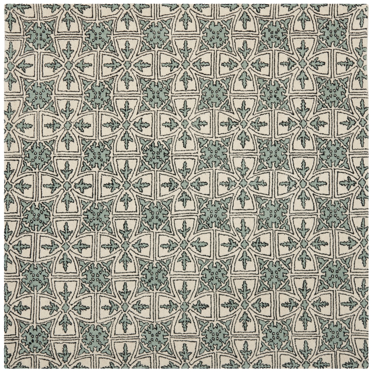 SAFAVIEH Chatham James Geometric Wool Area Rug, Light Blue/Ivory, 4' x 6'