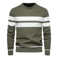 thumbnail image 2 of Men's Crew Neck Knit Sweater Long Sleeve Striped Pullover Casual Polyester Top, 2 of 5
