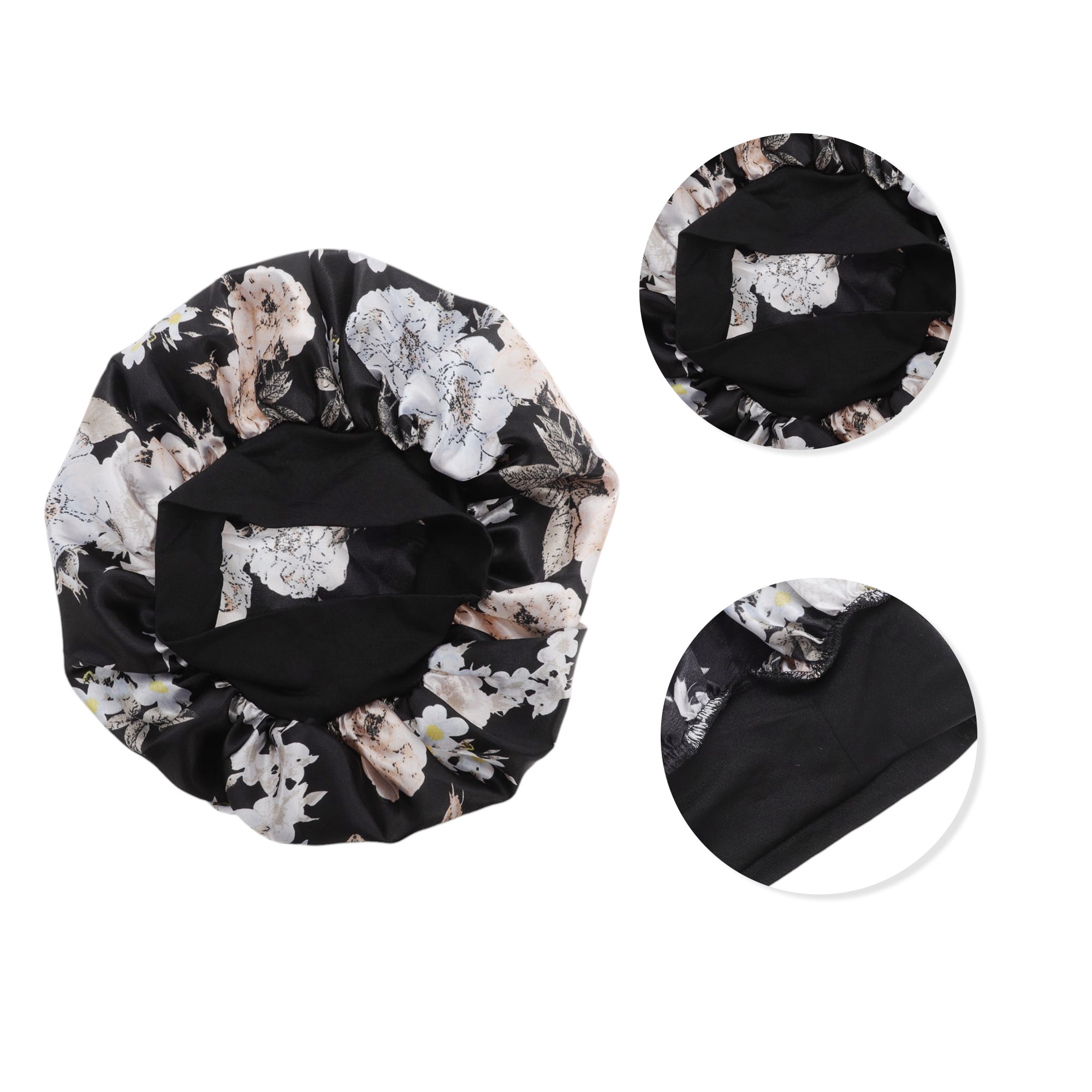 Unique Bargains High Elasticity Print Shower Cap 1 Pc Black