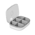 thumbnail image 1 of Caja de pastillas Contenedores de viaje portátil Tableta Dispensador Dispensador Diseño de diseño Sello en forma de U Groove con cubierta clara para viajes gris seis celdas AweSitey HA028202-04, 1 of 7