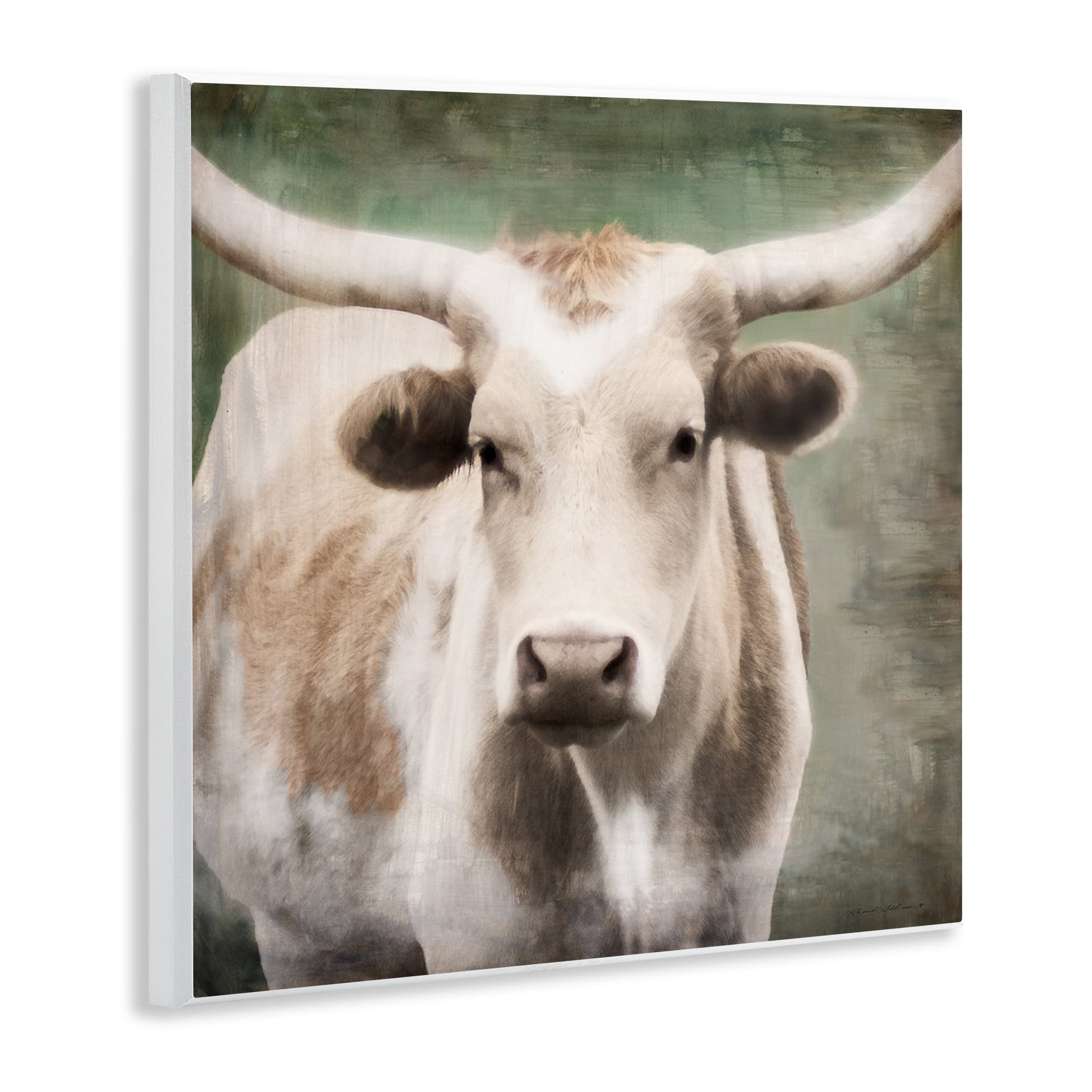 Stupell Industries Rustic Longhorn Cattle Animals & Insects Painting Unframed Art Print Wall Art, 12 x 12