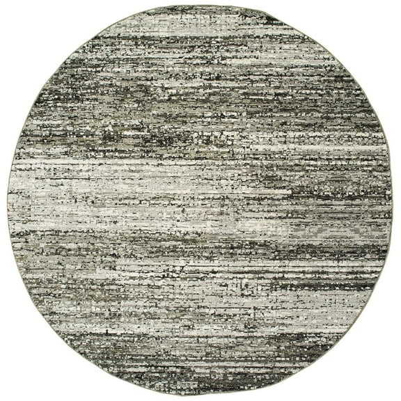 Oriental Weavers Atlas Area Rug - 8037G - 7'10" Round - in Ash/ Charcoal - Modern Abstract Style, Stain Resistant, Family and Pet Friendly , Dining Room Rug