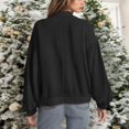 thumbnail image 6 of LWavelet Textured Knit Button Front Blouson Jacket Women Stylish Fall Casual Lightweight Oversized Outerwear Black S, 6 of 6