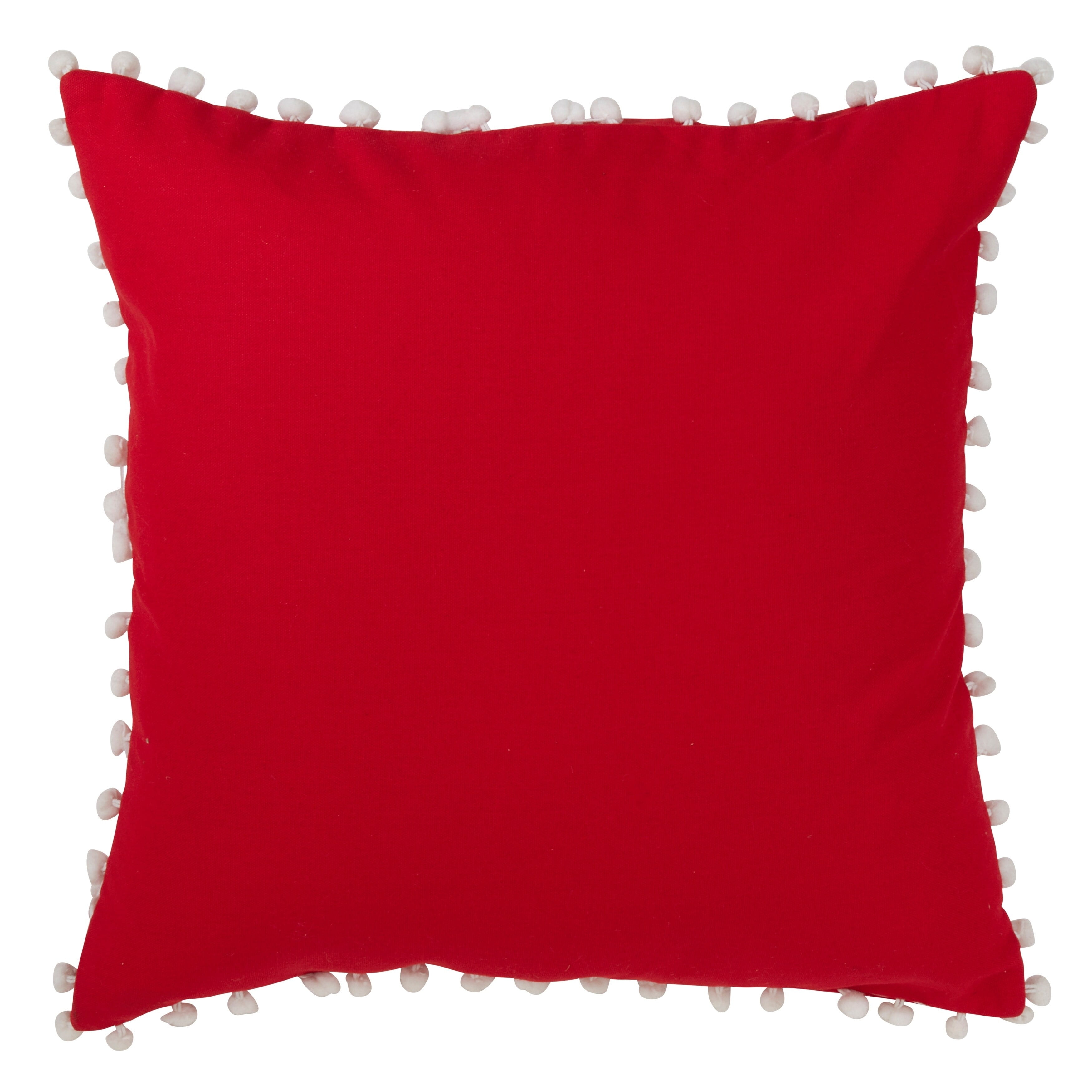 Saro Lifestyle Cotton Pom Pom Trimmed Down Filled Throw Pillow