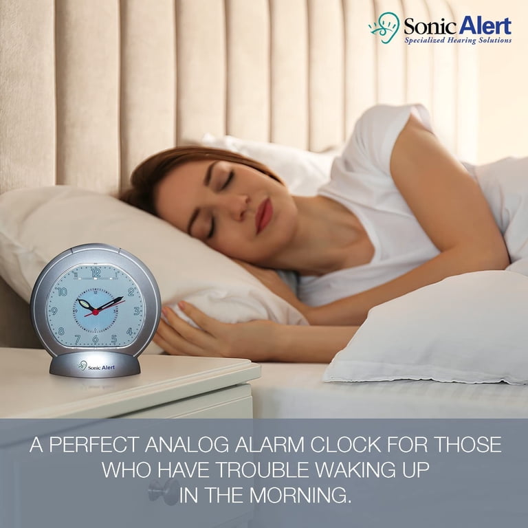 Sonic Alert Sonic Boom Analog Alarm Clock with White Bed Shaker