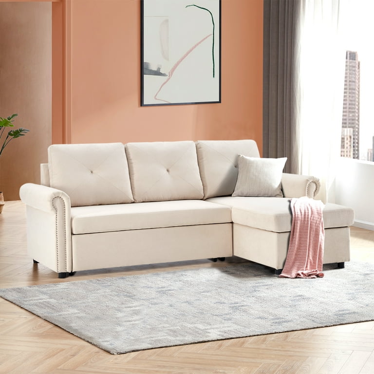 Tufted Sectional Sofa Bed Linen Square