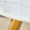 thumbnail image 5 of 42-inch White Marble Grained Stone Table With Golden Stainless Base - To Heat And Wear, Stylish Home Furnishing 42" Round Dining Surface Legs Food Safe, Modern, Functional Elegant For, 5 of 6