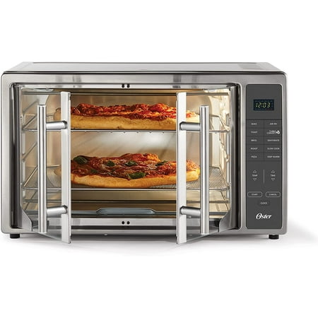 

Oster Air Fryer Oven 10-in-1 Countertop Toaster Oven XL Fits 2 16 Pizzas Stainless Steel French Doors