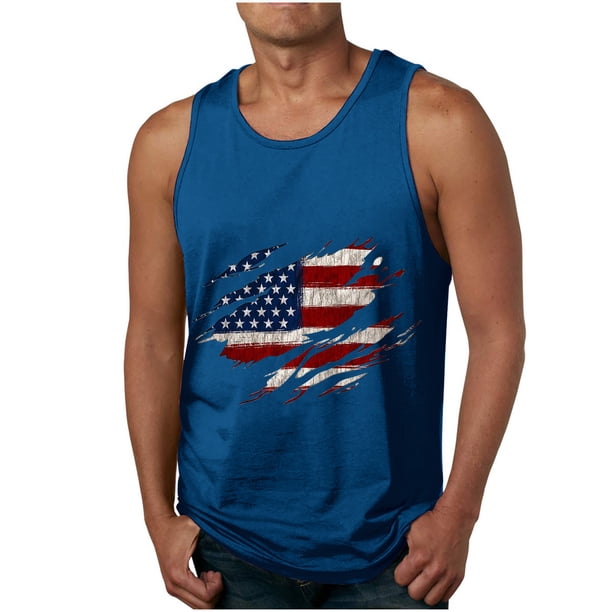 Tanques para Hombre de Verano Suelto Chaleco Impresión Deportivo Cuello Redondo, Camisa sin Mangas Casual para Al Aire Libre Y Diario