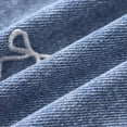 thumbnail image 4 of Girls Bow Embroidered Denim Shorts, High Waist Rolled Hem Jean Shorts for Summer Daily Wear and Outdoor Activities Light Blue 10Y, 4 of 7